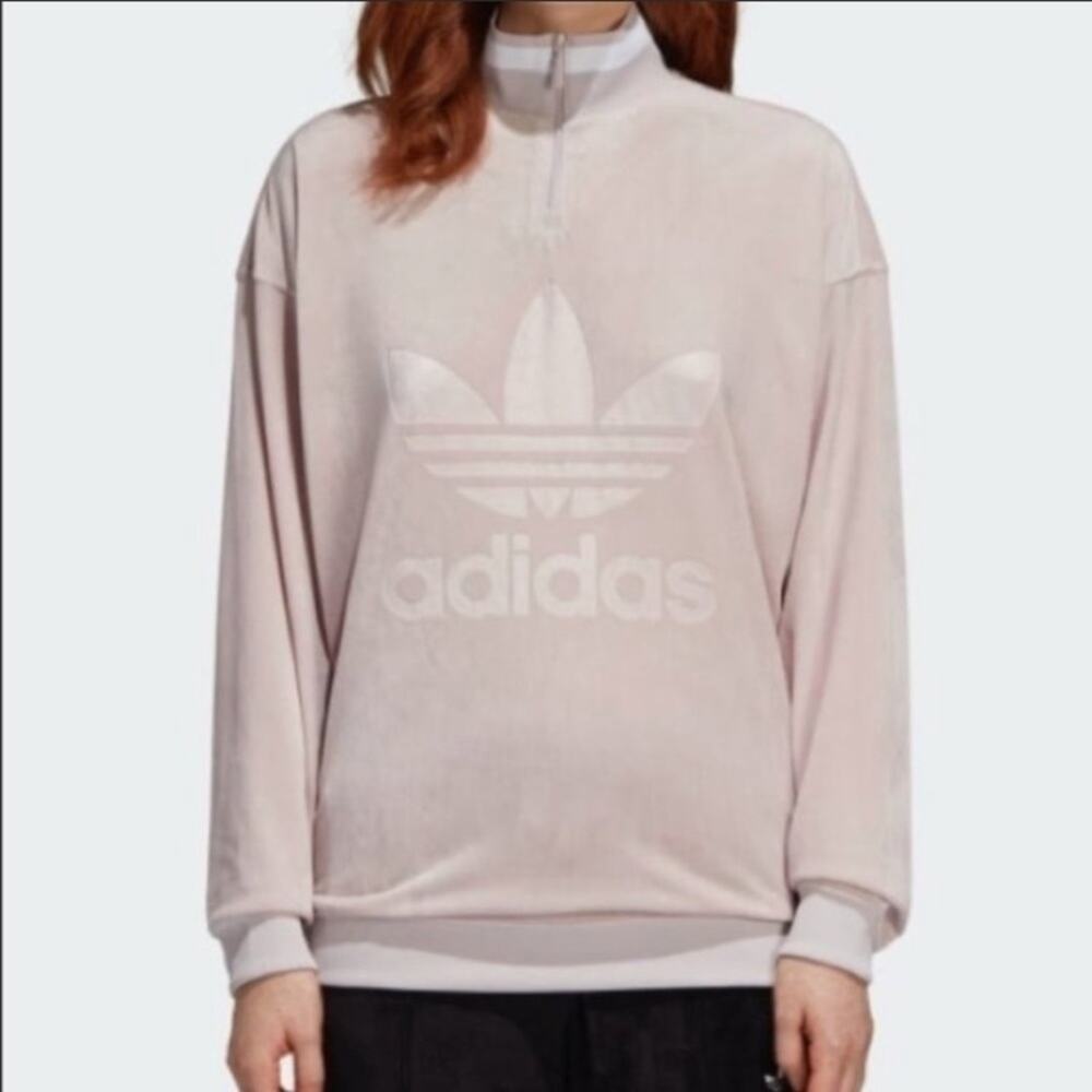 Adidas‎ velour trefoil pullover sweatshirt